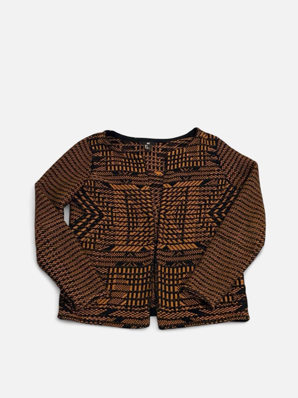 H&M Black and Brown Geometric Knit Cardigan